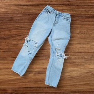 Abercrombie & Fitch Mom High Rise Distressed Jeans